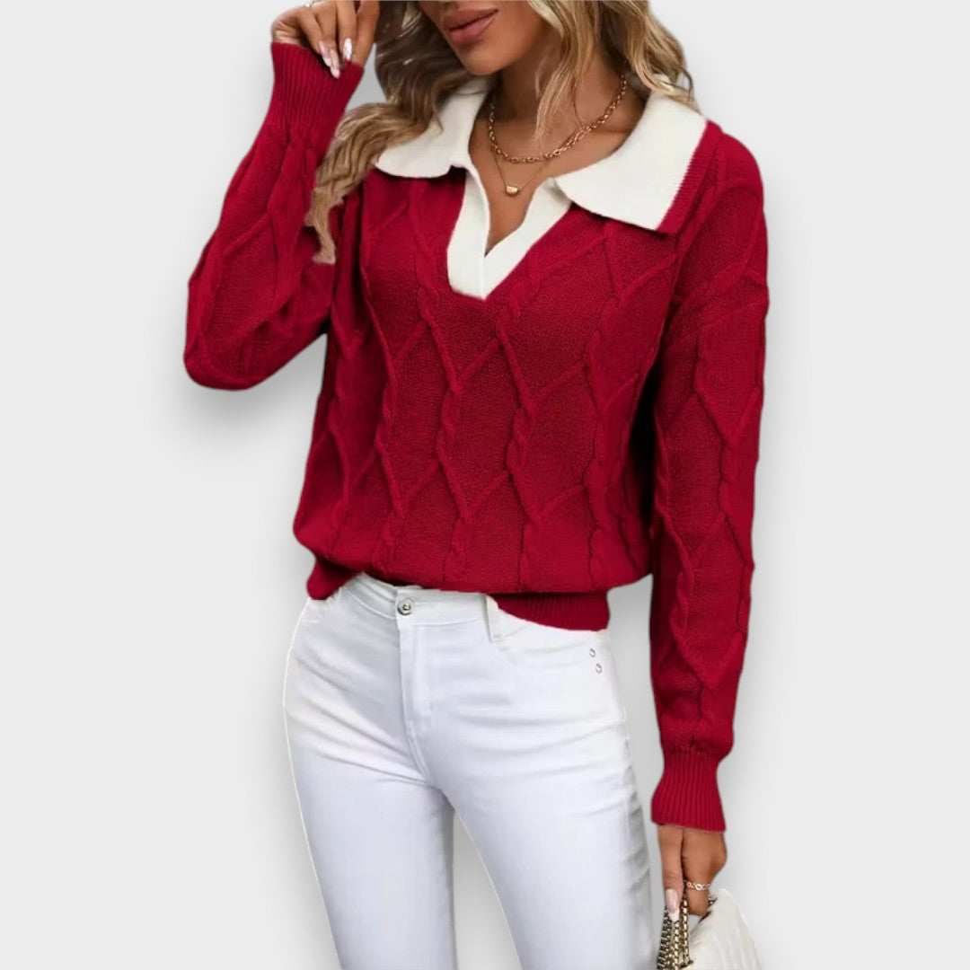 Arife | Kablo Örgü Yakalı Kazak