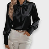 Albeni | 2025 Kadın Fiyonklu Saten Bluz – Uzun Kollu, Şık ve Zarif