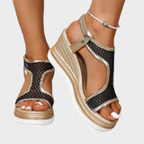 Gökçe |Zarif ortopedik kadın slip-on dolgu topuklu sandaletler