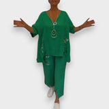 Figen | Yazlık V Yaka İkili Takım