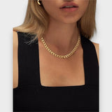 Vuslat™ | Altın Kalın Küba Zincir Kolye