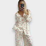 Didem | Estetik Kalp Desenli Pijama Takımı