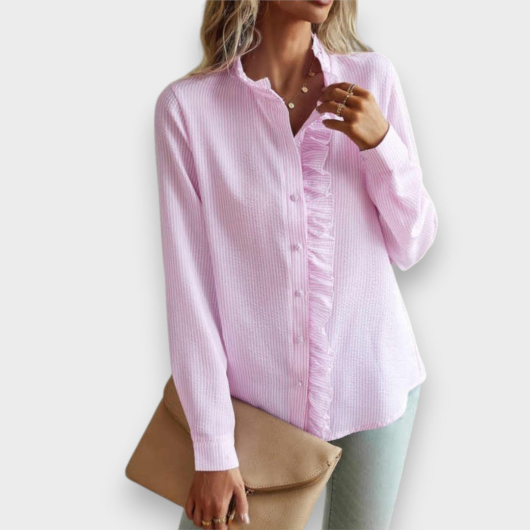 Afife | Fırfır Detaylı Bol Kesim Gömlek