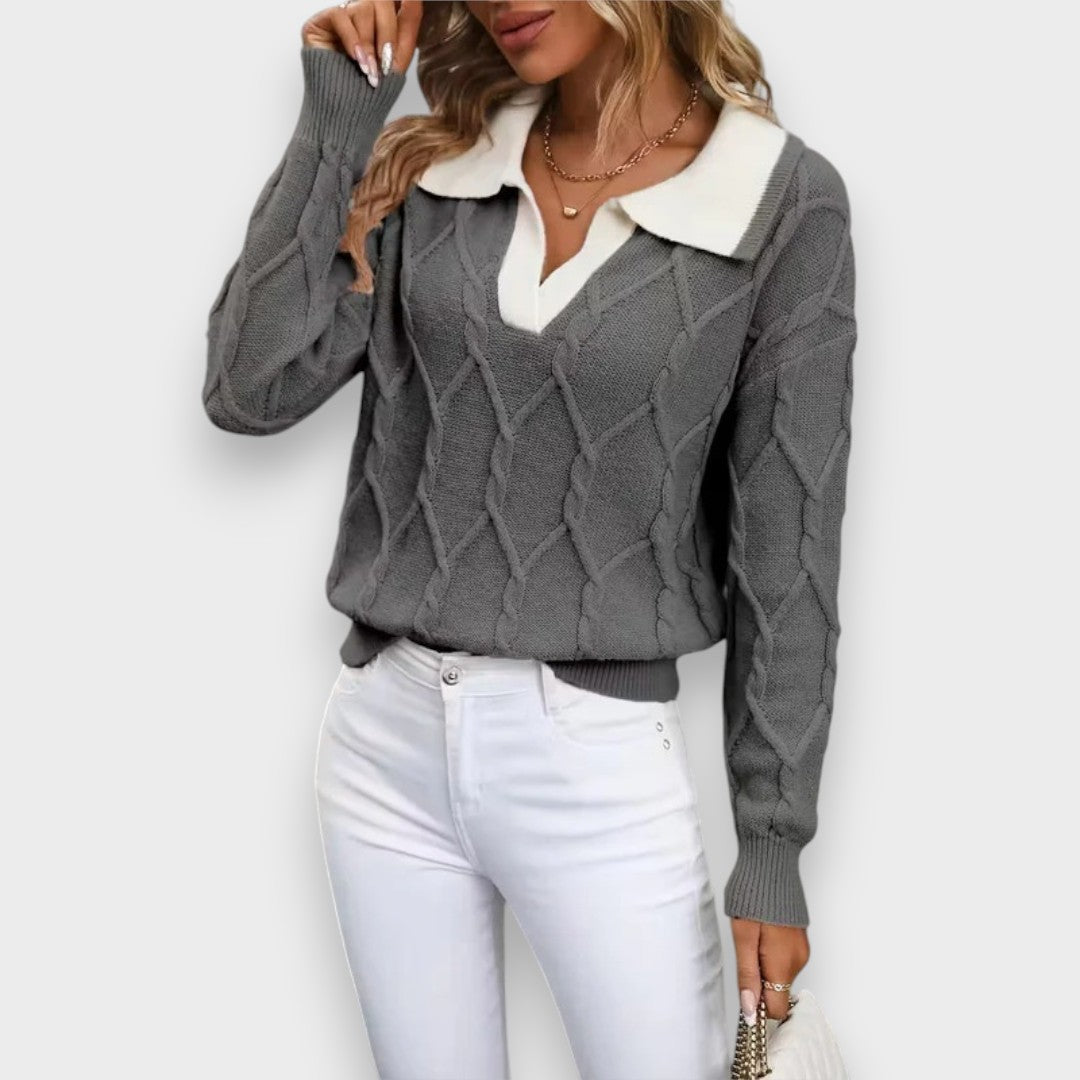 Arife | Kablo Örgü Yakalı Kazak