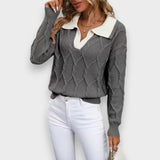 Arife | Kablo Örgü Yakalı Kazak