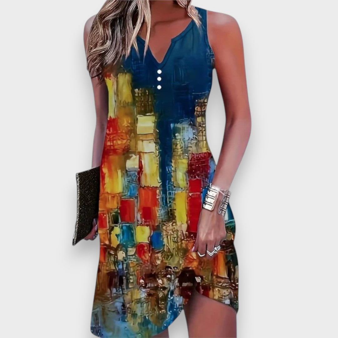 Aynaz | Kadın Kolsuz Rahat Mini Elbise