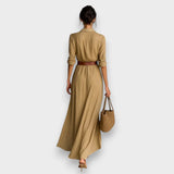 Ceyda | Yaka Detaylı Kruvaze Maxi Elbise