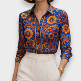 Enzar | Uzun Kollu Düğmeli Çiçek Desenli Gömlek