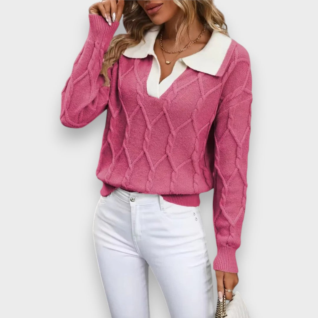 Arife | Kablo Örgü Yakalı Kazak