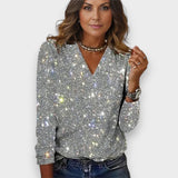 Dilan | V Yaka Elmas Desenli Bluz