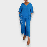 Figen | Yazlık V Yaka İkili Takım