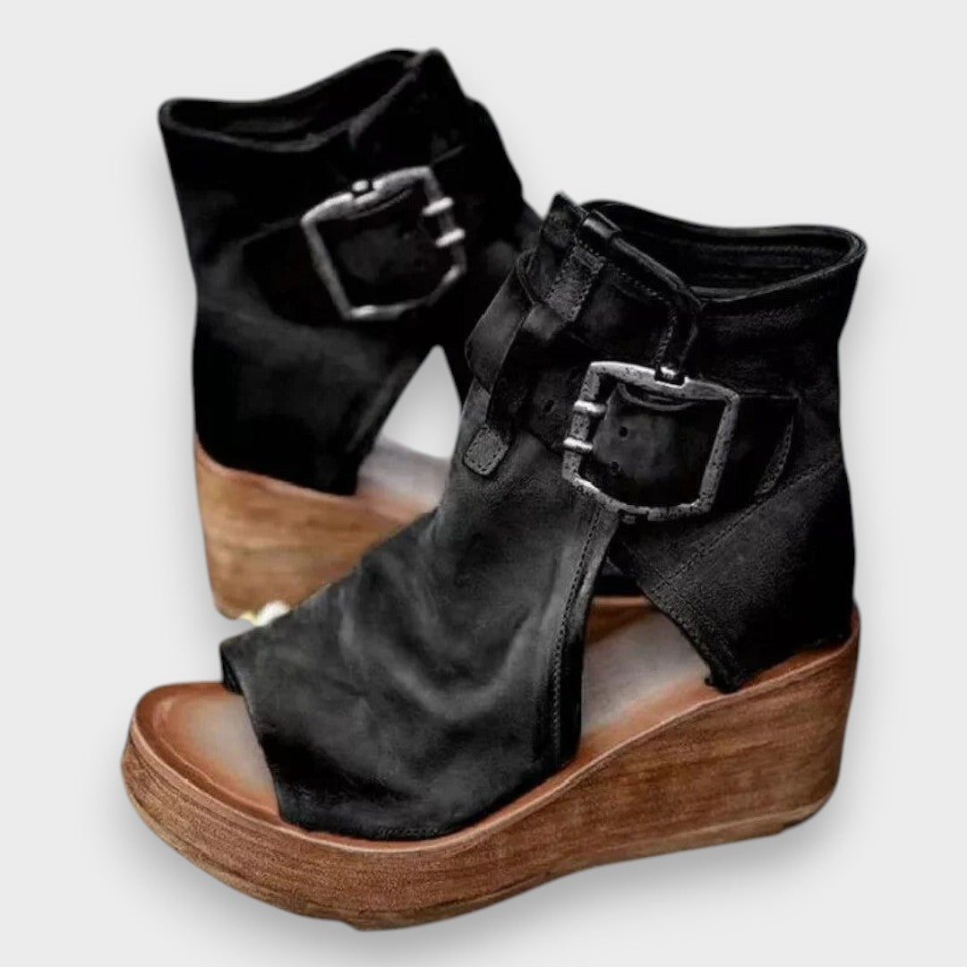 Yaren | Vintage Görünümlü Dolgu Topuk Sandaletler