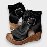 Yaren | Vintage Görünümlü Dolgu Topuk Sandaletler