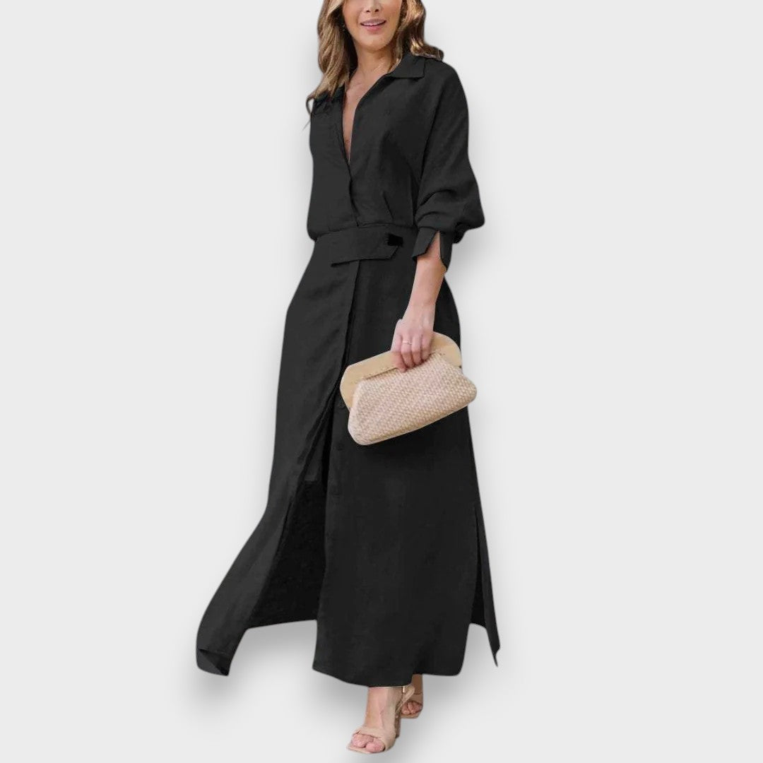 Nigar™ | V-Yaka Zarif Maxi Elbise