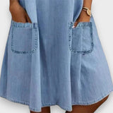 Aydan | Yan Cepli Denim Mini Elbise