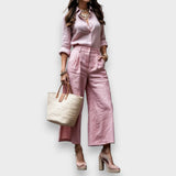 Gaye | Pembe Kapri & Keten Gömlek Takımı