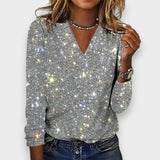 Dilan | V Yaka Elmas Desenli Bluz