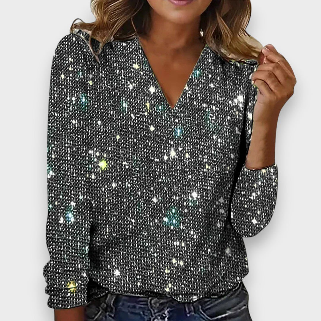 Dilan | V Yaka Elmas Desenli Bluz