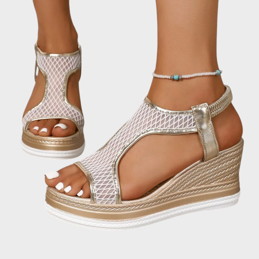 Gökçe |Zarif ortopedik kadın slip-on dolgu topuklu sandaletler