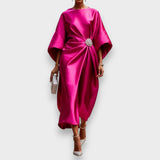 Hatice | Lüks Işıltılı Saten Uzun Elbise