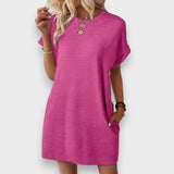 Arminé | Rahat Minimalist Yuvarlak Yaka Yazlık Elbise