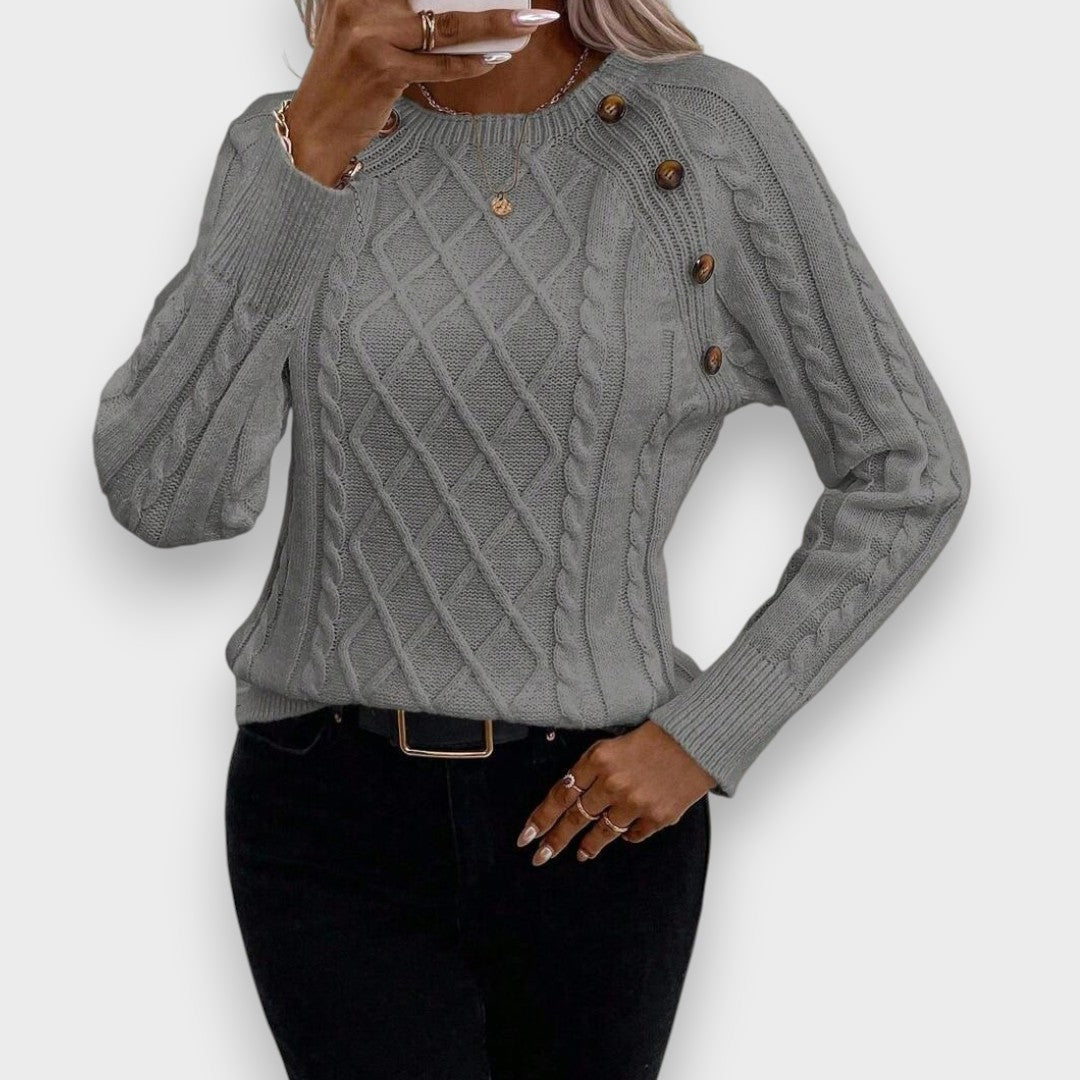 Aysel Su | Düğme Detaylı Örgü Kazak