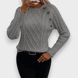 Aysel Su | Düğme Detaylı Örgü Kazak