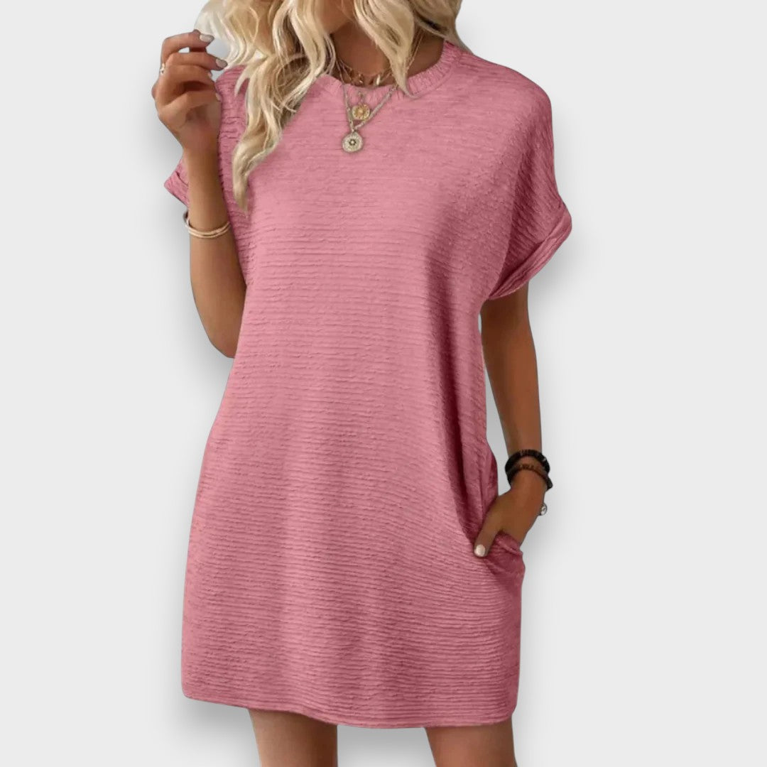 Arminé | Rahat Minimalist Yuvarlak Yaka Yazlık Elbise