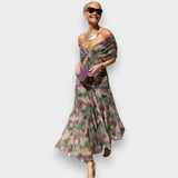 Ayşina | Zarif Uzun Çiçekli Elbise