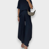 Diclehan | Açık Gri Günlük Üst ve Bol Paça Pantolon Takımı