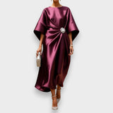 Hatice | Lüks Işıltılı Saten Uzun Elbise