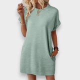 Arminé | Rahat Minimalist Yuvarlak Yaka Yazlık Elbise