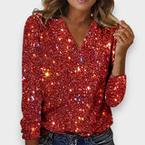 Dilan | V Yaka Elmas Desenli Bluz