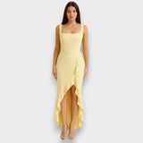 Sümeyye™ | Fırfırlı saten korse elbise