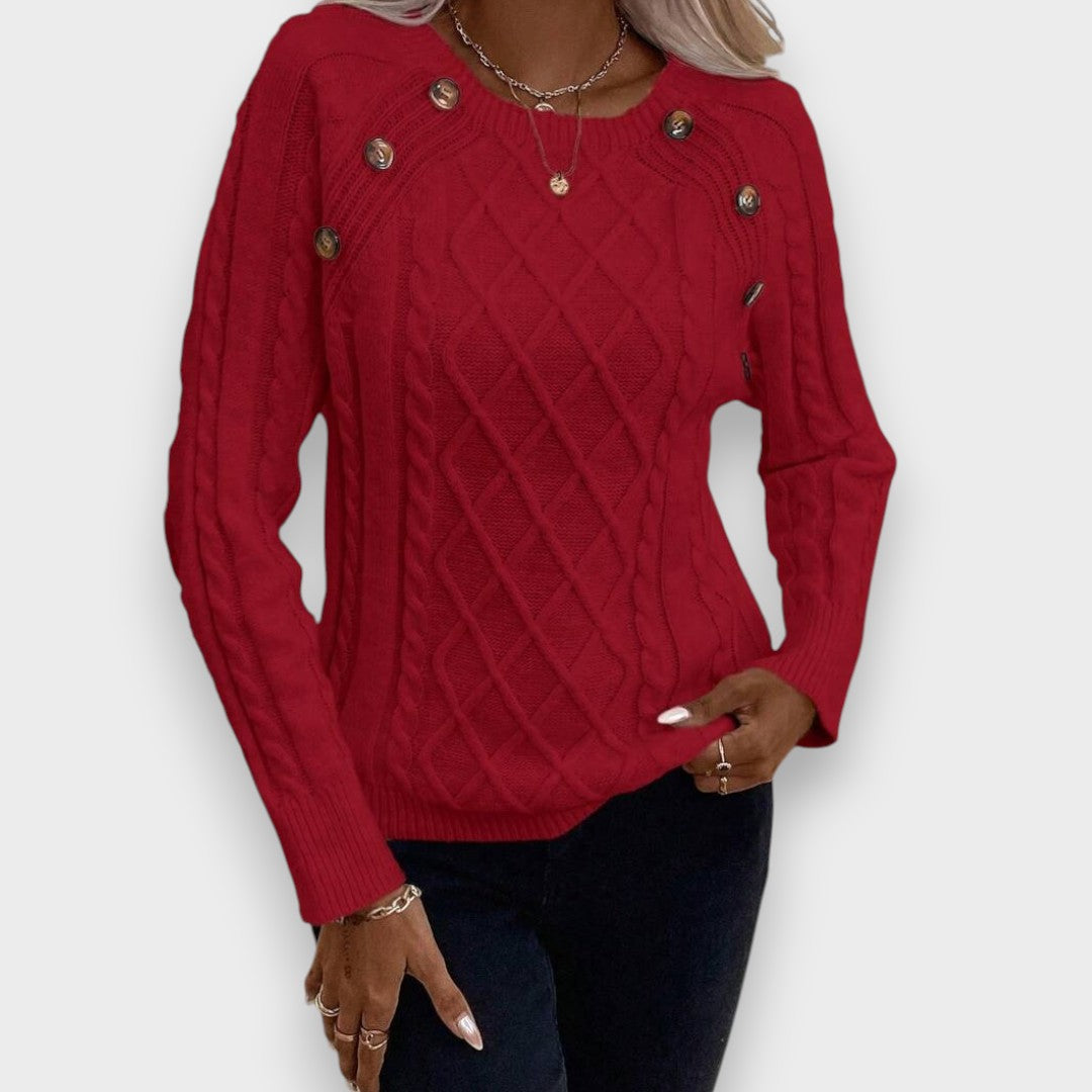 Aysel Su | Düğme Detaylı Örgü Kazak