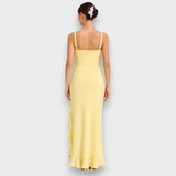 Sümeyye™ | Fırfırlı saten korse elbise