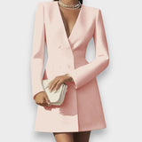 Feyza | Şık V Yaka Uzun Kollu Mini Elbise