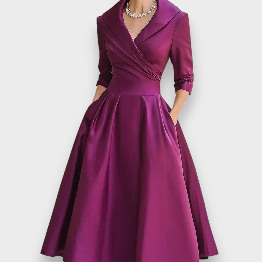 Beril | Saten Midi Elbise