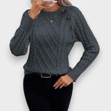 Aysel Su | Düğme Detaylı Örgü Kazak