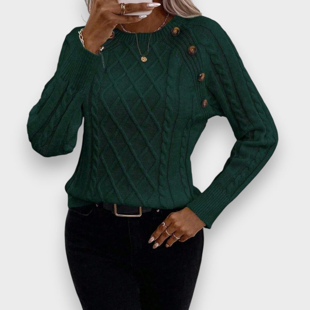 Aysel Su | Düğme Detaylı Örgü Kazak