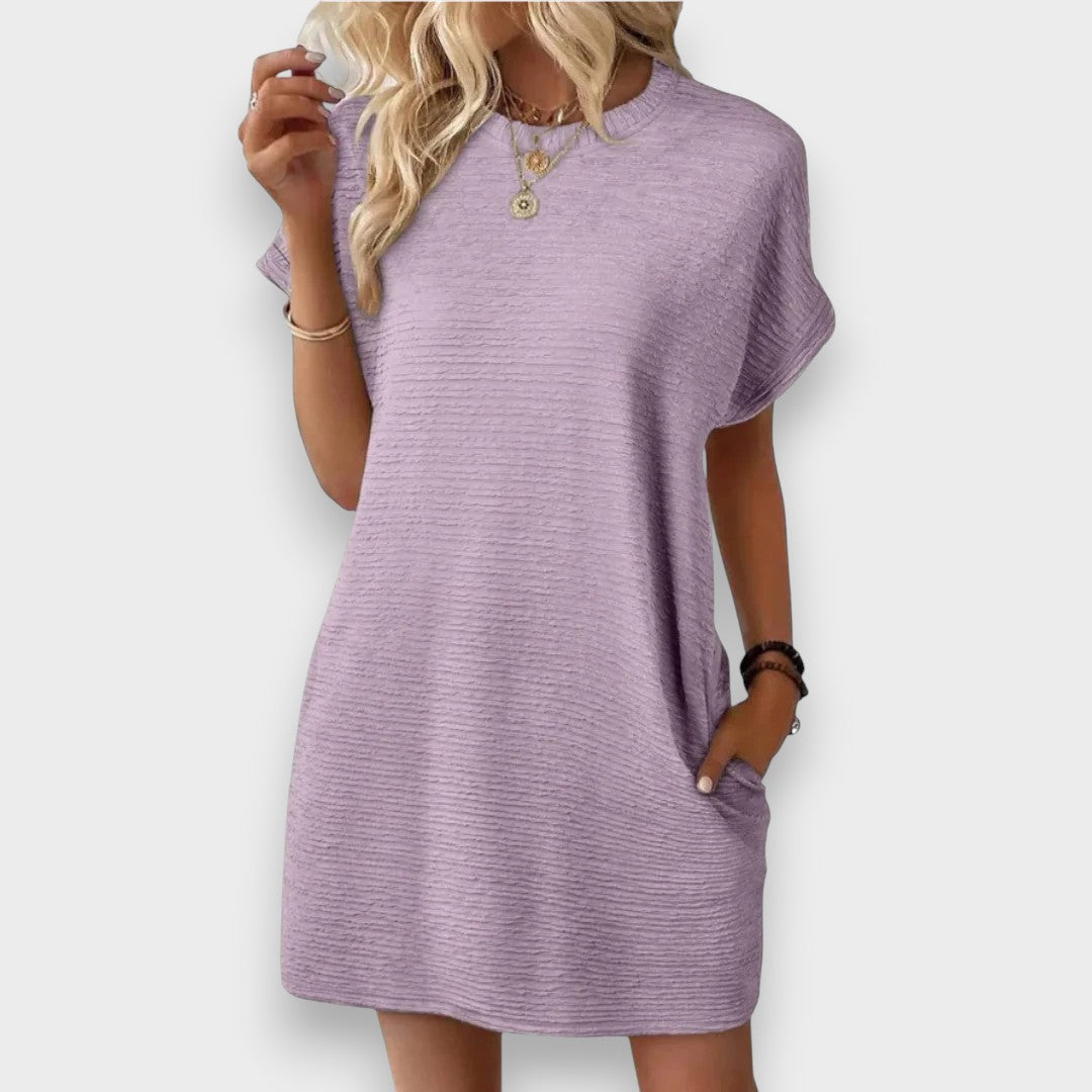 Arminé | Rahat Minimalist Yuvarlak Yaka Yazlık Elbise