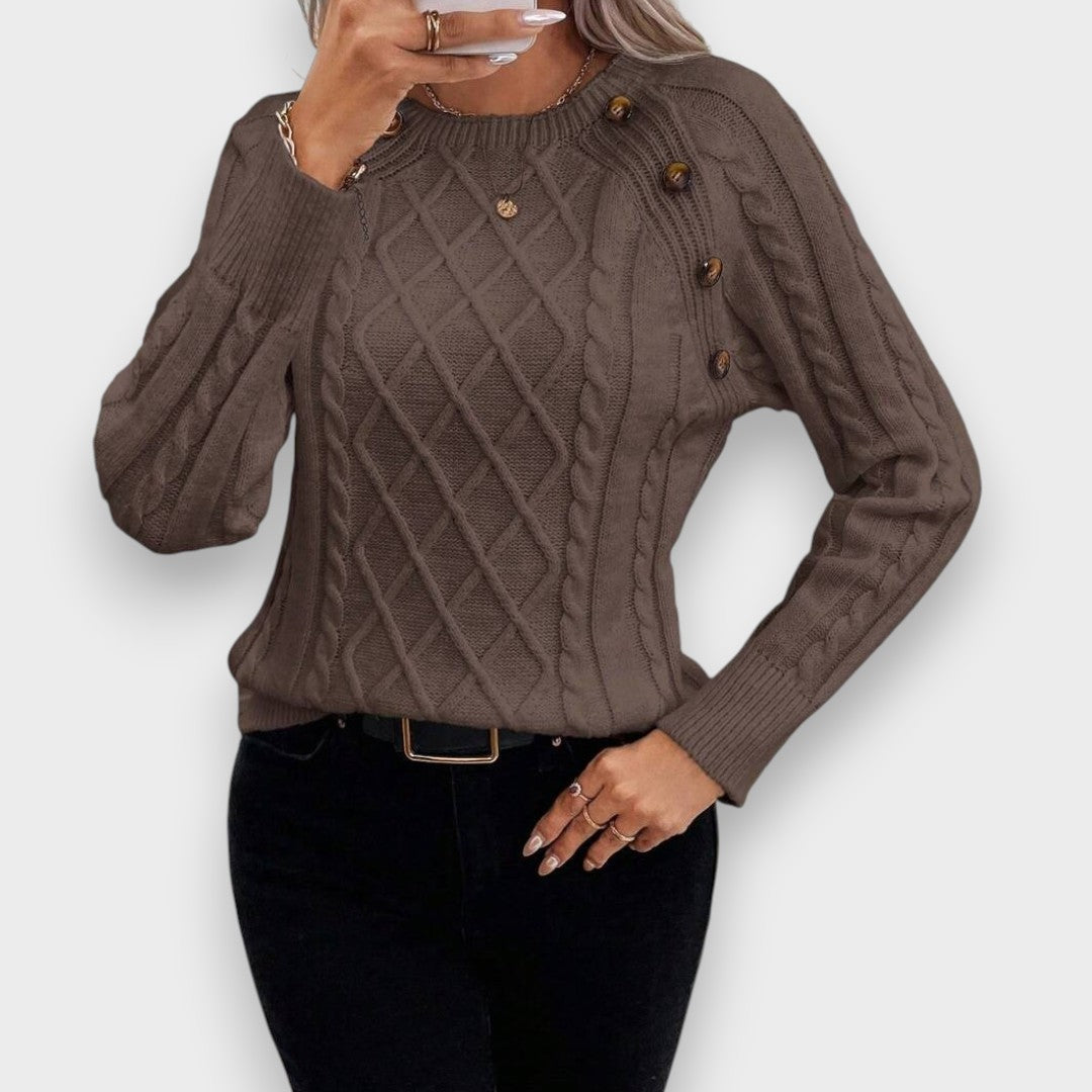 Aysel Su | Düğme Detaylı Örgü Kazak