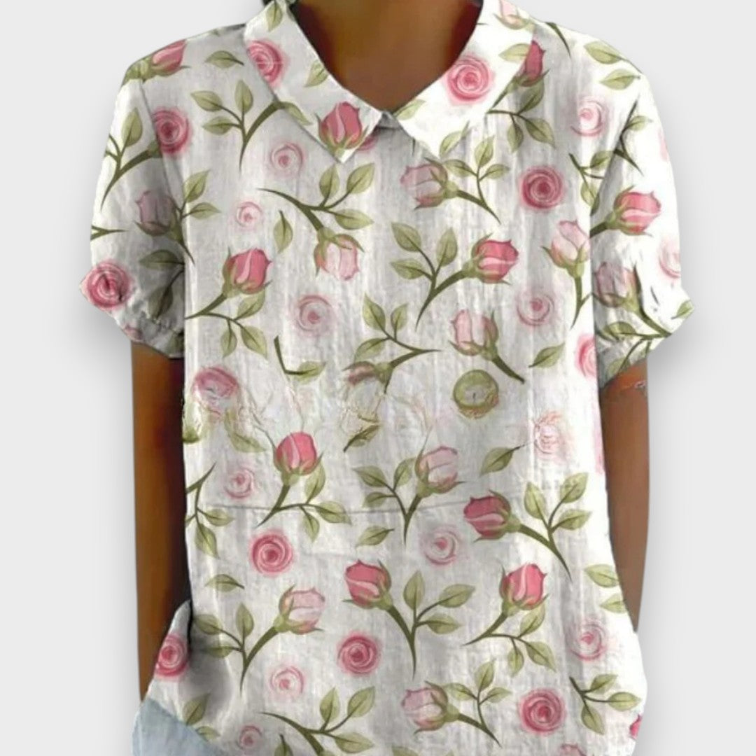 Aydilge | Kadın vintage çiçek desenli bluz