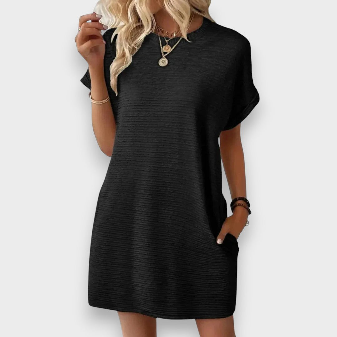 Arminé | Rahat Minimalist Yuvarlak Yaka Yazlık Elbise