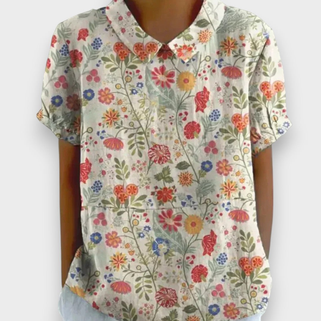 Aydilge | Kadın vintage çiçek desenli bluz