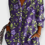 Hacer | Mor Çiçek Desenli Sonbahar Gömlek