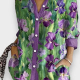 Hacer | Mor Çiçek Desenli Sonbahar Gömlek