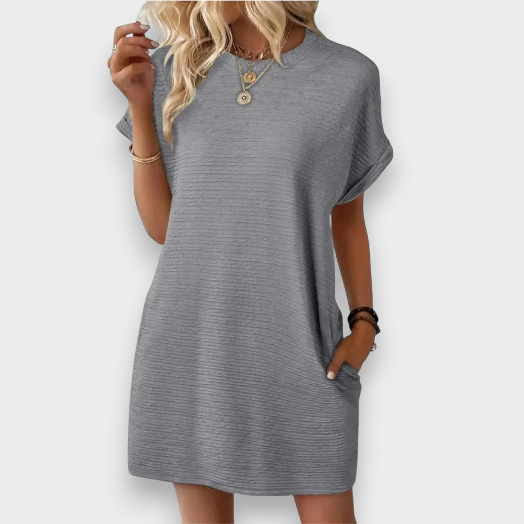 Arminé | Rahat Minimalist Yuvarlak Yaka Yazlık Elbise