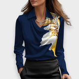 Burcu | Lüks parlaklığa sahip pile yakalı bluz