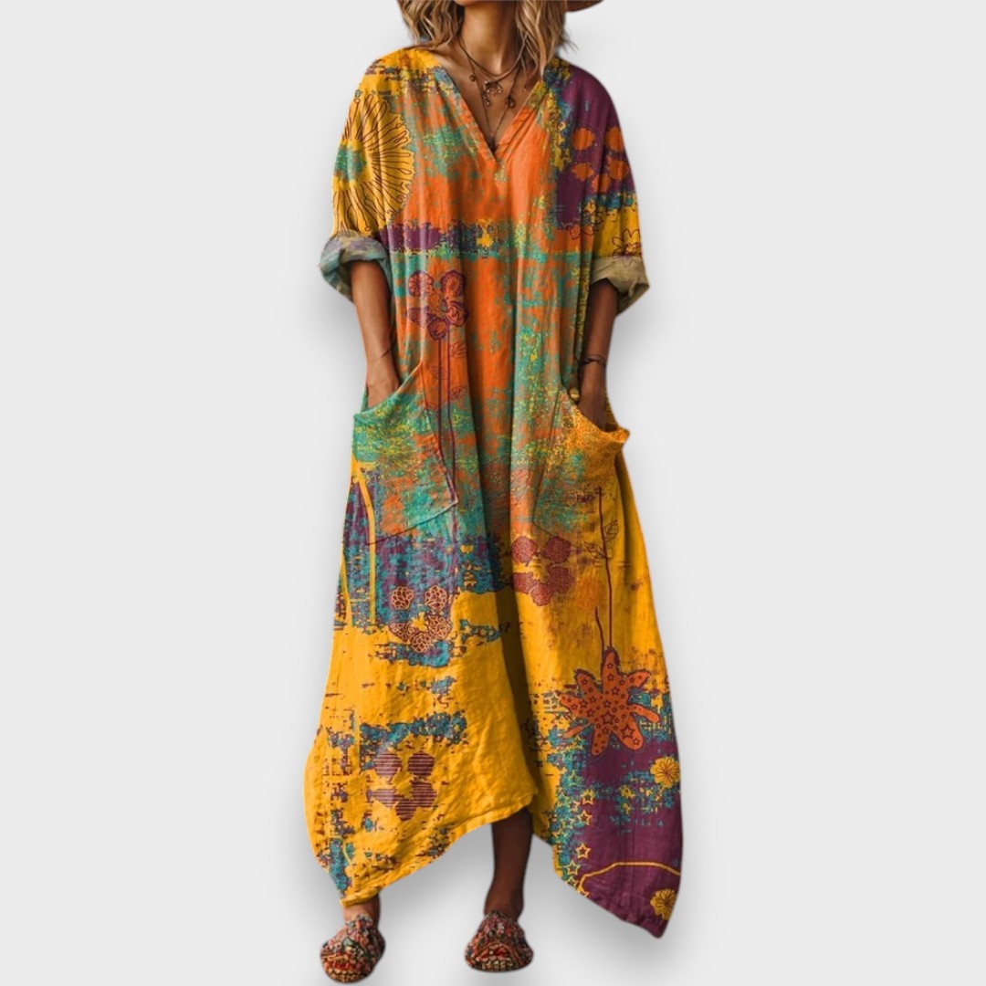 Gülsen | V Yaka Cepli Kadın Elbise